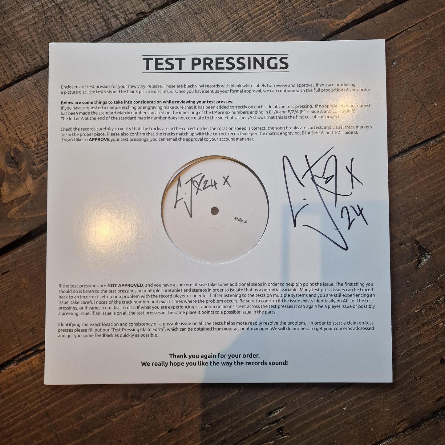 SPLIT TEST PRESSING